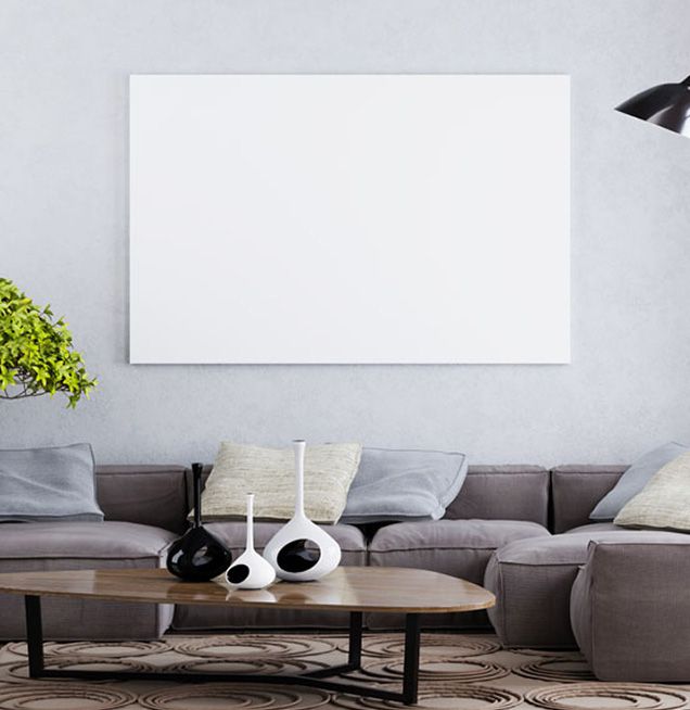 Infrarotheizung als Wandbild im Wohnzimmer