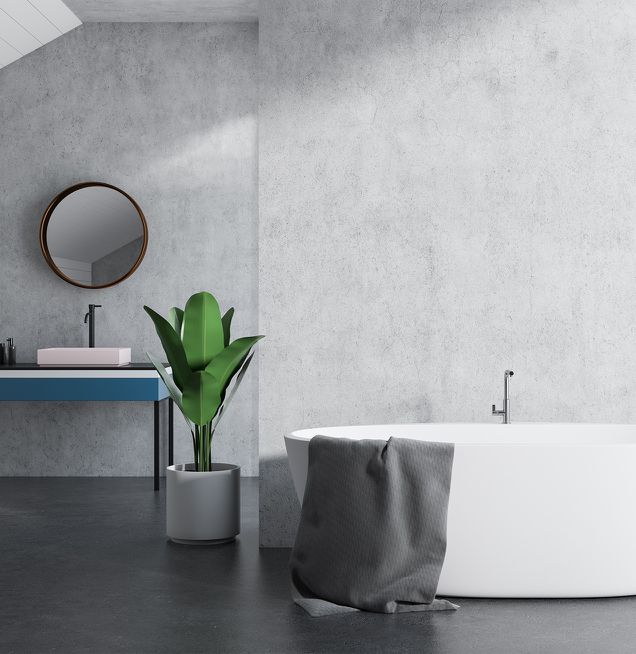 Freistehende Badewanne in elegantem Grau