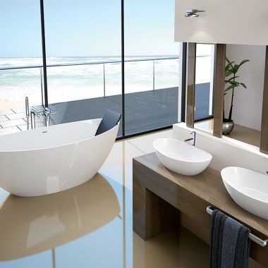 Badezimmer mit Doppelwaschbecken