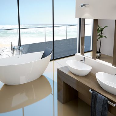 Badezimmer mit Doppelwaschbecken